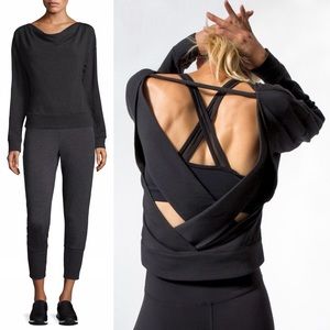 Alo Yoga Uplift Jersey Open Back Sweatshirt, EUC